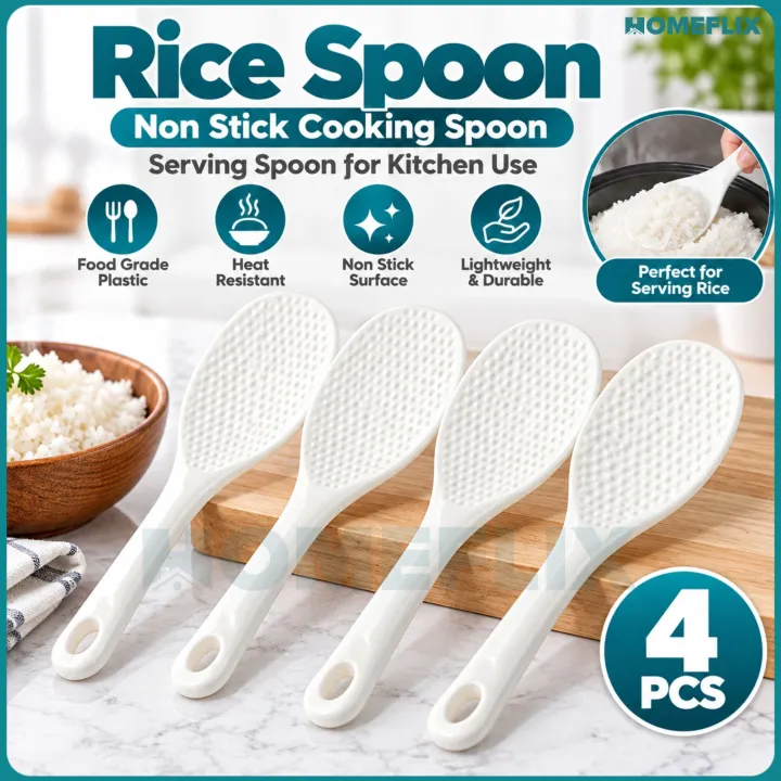 Rice Spoon 4pcs Non Stick Plastic Spoon Cooking Spoon Serving Spoon ...