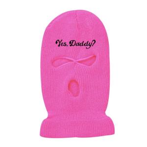 Creative 3 Hole Mask Knit Full Face Hat yes daddy Embroidered Balaclava for Men Women Outdoor Sport Skiing Motorcycl