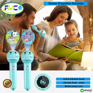 Senter Proyektor Mainan Anak Edukasi Gambar Kartun Karakter Lucu Fun Flashlight