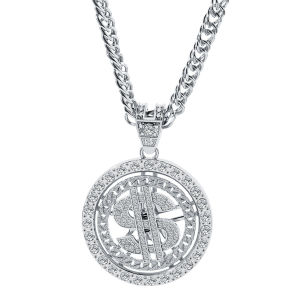 Hip Hop Rap Gold Color US Dollar Pendant Necklace Chain Accessories Hiphop Jewelry Money for Women/Men Bling Jewelry Hip Hop Nightclub Exaggerated Dollar Symbol Gold Necklace Mens and Womens Fashion Personality Pendant
