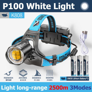Smilingshark Headlamp Led P360 Powerfull 6000Lumens Headlight Rechargeable Zoomable Anti Air Untuk Camping