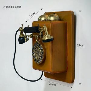 FFBH Retro Old Wall-mounted Telephone Model Clothing Store Bar Window Wall Decoration Photography Prop Home Decoration 9T1N6