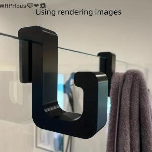 WP💓💛💖 2pcs 3D Heavy-duty Shower Hooksuitable For 8mm Glass Doors - No Drilling Requiredplastic Hook - Bathroom Storage Toweltowel