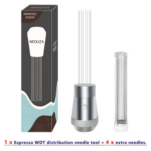 NEOUZA 51mm 53mm 58mm Coffee WDT Tamper Aluminum Multifunctional Espresso Accessories Built-in adsorption Design 0.4mm 8 Stainless Pin WDT Holder Ripple Base