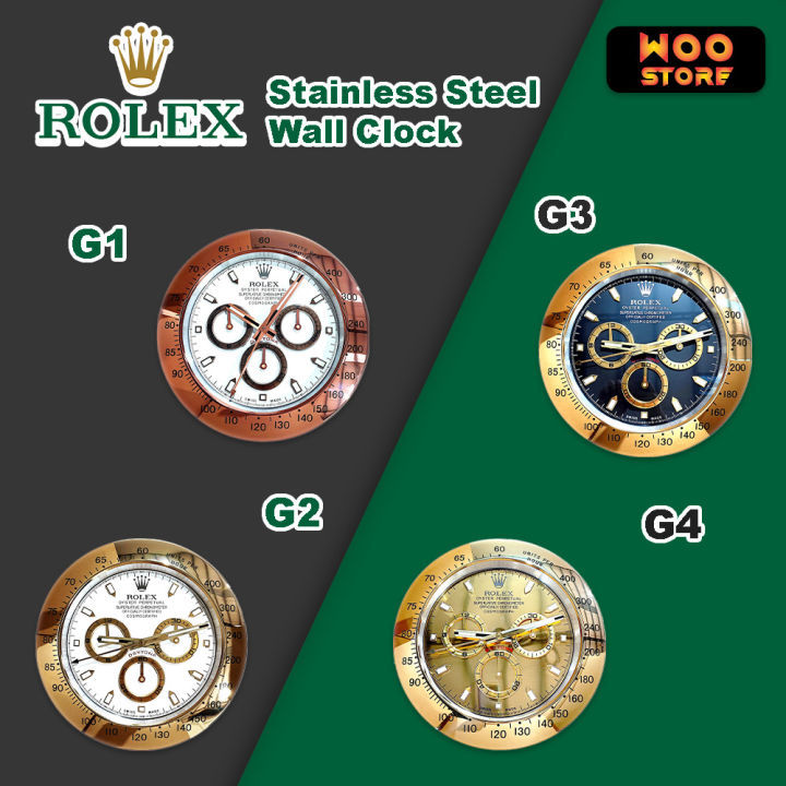 ROLEX Stainless Steel Wall Clock Living Room GOLD DAYTONA Glow