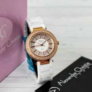 Jam tangan Wanita Alexandre christie 2323 tali keramik analog original