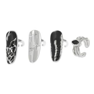 4pcs Versatile Finger Rings Set Adjustable Opening Fingernail Ring Trendy Finger Accessories Office Wear