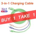 [silicone] 3-in-1 charging cable for Micro/Phone/Type-C fast charging data cable USB charging cable. 