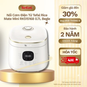 Nồi Cơm Điện Tử Tefal Rice Mate Mini RK515168 0.7L Begie - Bảo Hành 24 Tháng