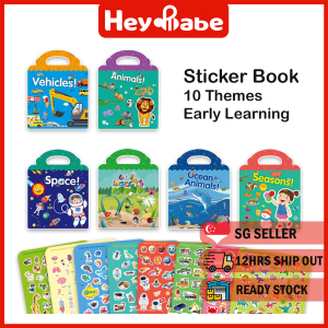 Reusable DIY Theme Sticker book for baby kids. Reusable and waterproof Animal dinosaur stickers. Early leaning toy for boy girls. . HEYBABE.