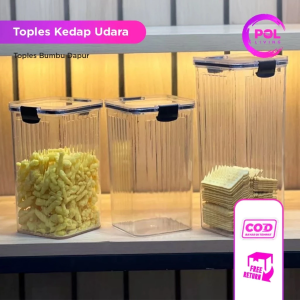 Toples Set 4in1 1800ml Kedap Udara Tempat Penyimpanan Kue Kering Akrilik Food Storage Jar Container