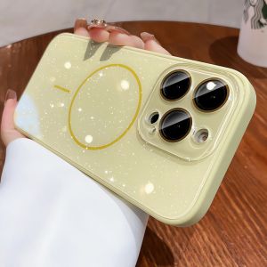Luxury Glitter for Magsafe Case for iPhone 15 16 Plus 13 12 14 11 Pro Max Camera Protector Wireless Charge PC Cover for iPhone16