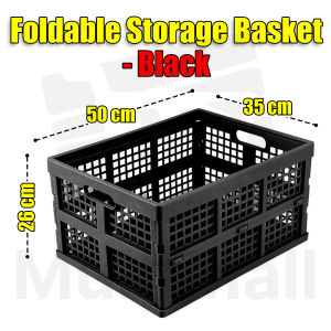 Black Foldable Storage Basket–Stackable Folding Plastic Crates Collapsible Multifunctional Bin for Dirty Clothes in Bathroom and Bedroom – Space Saving Foldable and Portable Easy Storage Organizer for Toys Snacks Books Dirty Clothes and Towels
