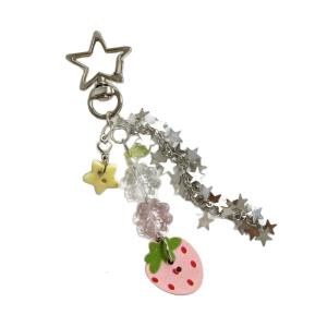 Thời đại dễ thương Keychain bùa may mắn trang trí ngôi sao giọng dễ thương dâu tây clovers chi tiết điện thoại trang trí cho bạn bè những người yêu thích