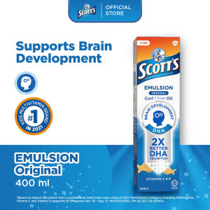 SCOTTS Emulsion Cod Liver Oil with Omega 3 Fatty Acid DHA for Children Support Brain Development Original 400ml