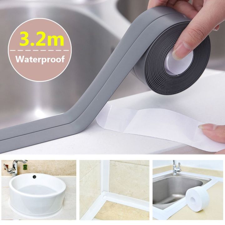 PETIYOUZA 3.2m Self Adhesive Toilet Bathroom Sealing Strip Wall Corner ...