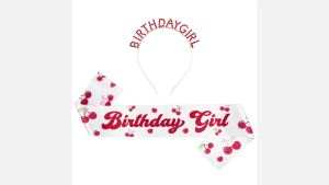 Đồ trang trí tiệc sinh nhật Cherry - Bộ trang trí băng đô và vương miện cho bé gái đồ dùng tiệc chủ đề Cherry cho tiệc sinh nhật và tiệc tắm bé