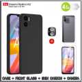 Paket 4in1 Case Xiaomi Redmi 12C A1 A2 Casing Cover Free Tempered Glass Layar Dan Camera + Garskin. 