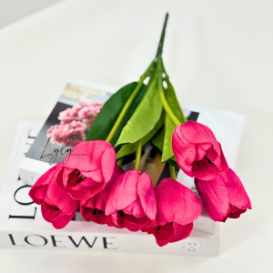 Cụm Tulip 7 Bông Trang Trí Nhà Cửa Hàng Sự Kiện. Hoa Lụa Decor