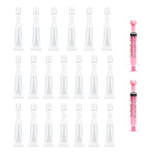 20 PCS Empty Lip Gloss Tubes - 10ml Clear Lip Balm Tubes with 5ml Syringes - Refillable Squeeze Lip Balm Containers -Cosmetic Soft for DIY Lip Gloss and Travel Toiletries