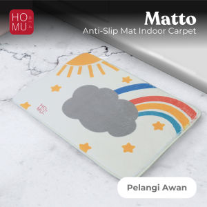 HOMU Matto Cute Print Anti-Slip Door Mat Keset Kamar Bulu Domba Halus Corak Mewah