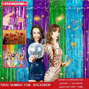 Tirai Rumbai Foil Metalik Flag Ulang Tahun Banner Segitiga Bendera Gantung Backdrop Dekor Pesta Ulang Tahun - Hiasan Ulang Tahun Tirai Rumbai