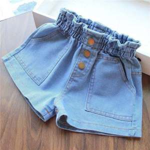 3-12Y Girls Denim Shorts 2026 Summer New Stylish Pant Fashion Childrens Loose Fit Baby Thin Cotton Versatile Blue Short Pants