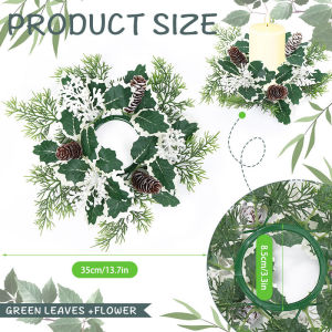 Christmas Wreath Evergreen Berry Candle Ring Wreath Set Candle Rings Home Christmas Party Decor