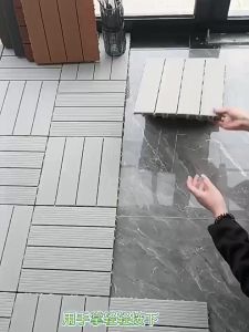 4pcs 30*30*2.0CM Decking Tiles Garden Outdoor Restroom Entrance Wood Stone Grass Interlocking Patio Balcony Porch