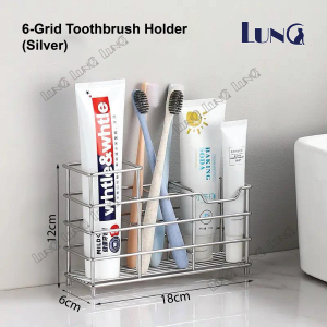 Stand Rack for Comb Facial Cleanser Stainless Steel Toothbrush Holder Bathroom Storage Organizer