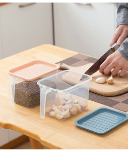 Transparent refrigerator storage box Rectangular drawer crisper Grain storage box with handle