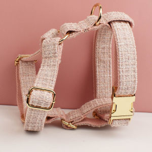 Light pink small fragrant-style dog collar luxuriouscollar new cross-border dog vest dog leash customizable with engraving