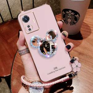 เคสสำหรับ โทรศัพท์ VIVO Y02S Y77 Y16พร้อมกระจกและสายคล้องสั้น