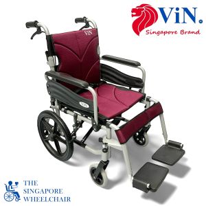 ViN-46A5S Lightweight Wheelchair Elderly Pushchair Armrest Lift Up Detachable Footrest Washable Cushion Seat rest backrest & Anti-tipper