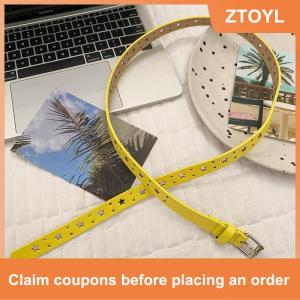 【ZTOYL】 Summer Dopamine Lemon Yellow Womens Belt Trend Simple Belt Subculture Y2K Belt Punch Free Belt