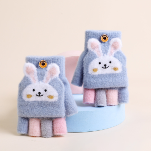 Găng tay nửa ngón giữ ấm cho bé từ 3-10 tuổi găng tay chụp ngón bao tay len cho bé hình thỏ kute Pama STORE GT10