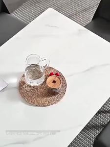 [Cozy ] Stone-effect dining table set: a modern minimalist dining set with a touch of luxury for small home