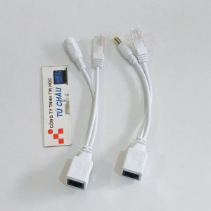 Bộ cáp POE thụ động / Gồm đầu nguồn và đầu RJ45 cho camera IP (Bộ 2 dây)