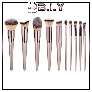 B.I.Y Champagne 10/14-Pcs Portable Make Up Brush Set with Bag For Travel | Makeup Brushes with Pouch | Set Berus Mekap | 化妝刷套裝