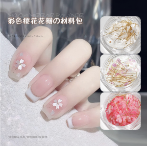 เพ้นท์เล็บเลื่อม ดอกซากุระ กลีบดอกไม้ อะไหล่มทาลิค ออโรร่า สายรุ้ง หมุดทอง ติดเล็บ อะไหล่เล็บ งานเกาหลี สวยมาก DIY