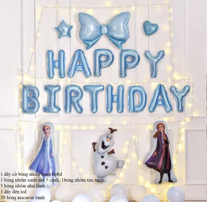 Set bóng trang trí sinh nhật ELSA công chúa băng tuyết (TẶNG KÈM ĐÈN VÀ BƠM)