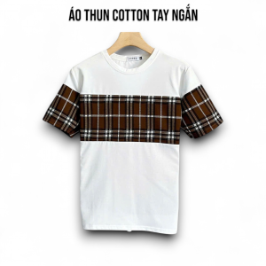 Áo Thun Cổ Tròn Sọc Ngang CARO Tay Ngắn Vải Cotton Co Giãn 4 Chiều Form Regular Fit - TUTEE