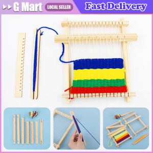 Wooden Weaving Craft Yarn Little Loom DIY Hand Knitting Machine Kids Educational Toys Childrens Diy Handmade Wool Weaving Small Wooden Multi-Craft Loom 21x16.5cm DIY Weaving Frame Adjustable Handmade Woven Tool with Accessories for Beginners Gift
