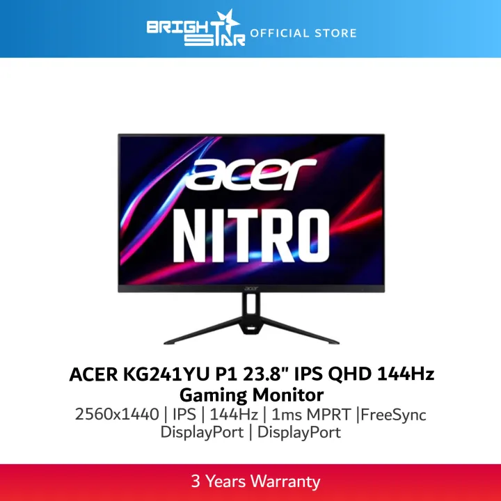 ACER NITRO KG241YU P1 23.8" IPS QHD 144Hz Gaming Monitor