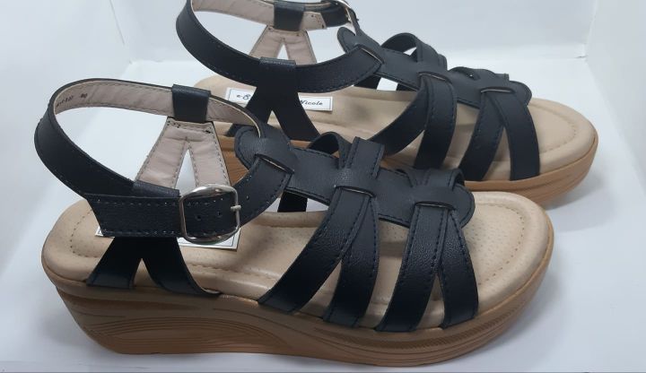 Double X Strap Wedge Sandals Black Lazada PH