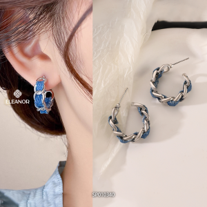 Bông tai nữ chuôi bạc 925 Eleanor Accessories màu xanh đa dạng phụ kiện trang sức khuyên tai 10325