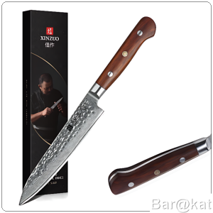 Pisau Dapur XINZUO 6 Inch Serbaguna Baja Damaskus Tajam Gagang Kayu Rosewood