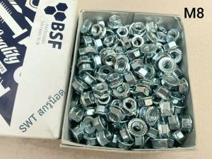 น็อตตัวเมีย #จานจักร M8 (ราคาต่อแพ็คจำนวน 100 ตัว) ขนาด M8 เกลียว 1.25mm AF 12 ตัวเมียกันคลาย ประแจเบอร์ 12 แข็งแรงได้มาตรฐาน"