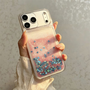 Glitter Quicksand Love Hearts Phone Case for iPhone 17 16 15 14 Pro Max Simple Cover Soft Clear Dynamic Moving Sand Liquid Shell