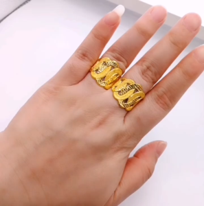 Cincin Pasir Stamping Bajet Saiz 13 14 17 Emas 916 Yon Hing